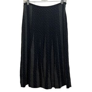 Talbots pure silk skirt pleats black white polka dots lined 8